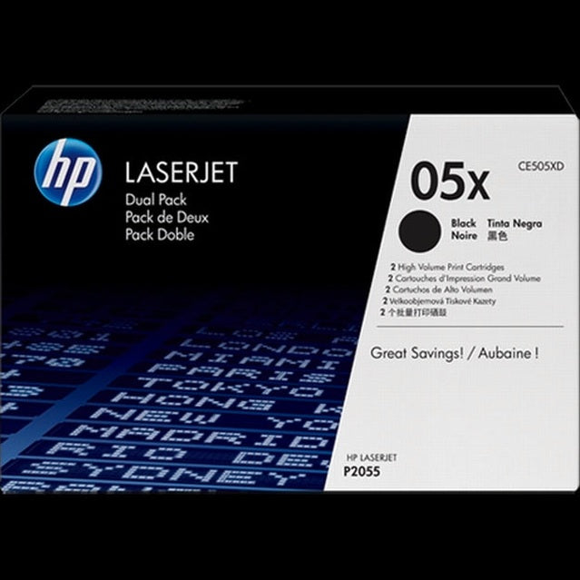 HP Toner 05X CE505X 2er-Pack Schwarz für Original HP LaserJet Drucker