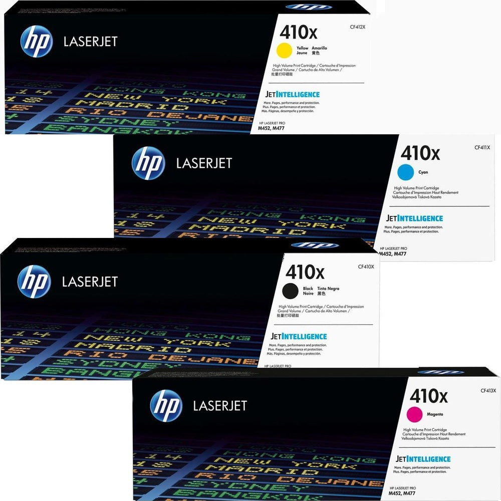 HP Toner 410X 4er Set Schwarz, Cyan, Magenta, Gelb Hohe Kapazität für Original HP Color LaserJet Drucker
